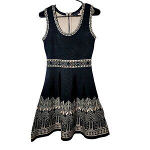 Jealous Tomato Dress Sz S Black Geometric Tribal Stretch Casual Metallic Comfort